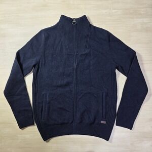 Barbour Nelson Essential Full Zip Navy‎ Knit Sweater Men's Size Small